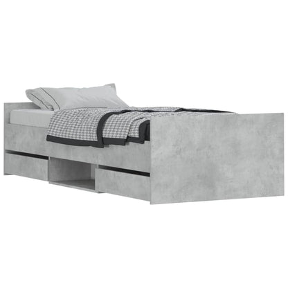 Bed Frame with Headboard and Footboard Concrete Grey 100x200 cm