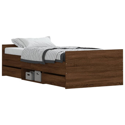 Bed Frame without Mattress Brown Oak 100x200 cm