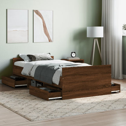 Bed Frame without Mattress Brown Oak 100x200 cm