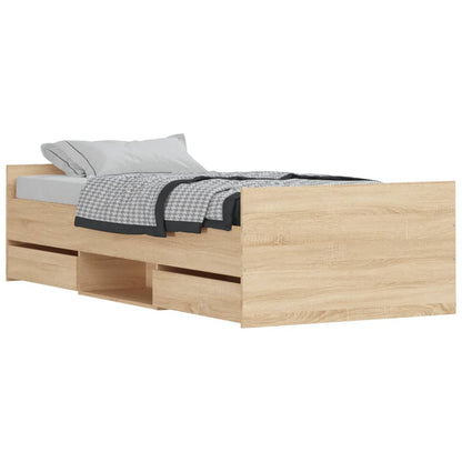 Bed Frame with Headboard and Footboard Sonoma Oak 90x200 cm