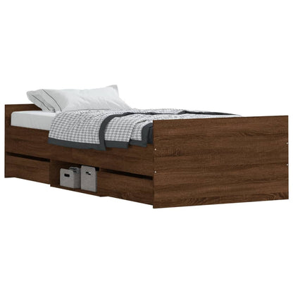 Bed Frame with Headboard and Footboard Brown Oak 90x200 cm