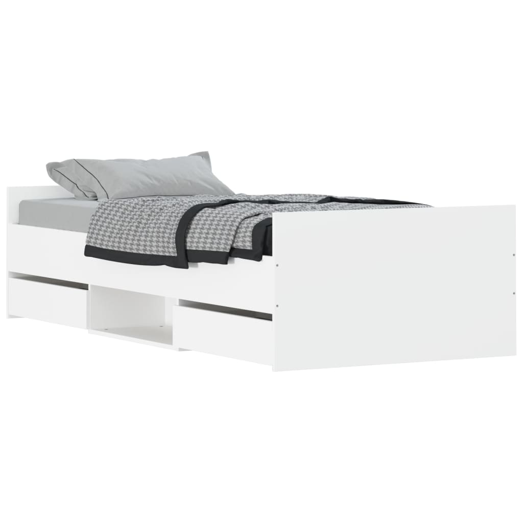 Bed Frame with Headboard and Footboard White 90x190 cm Single