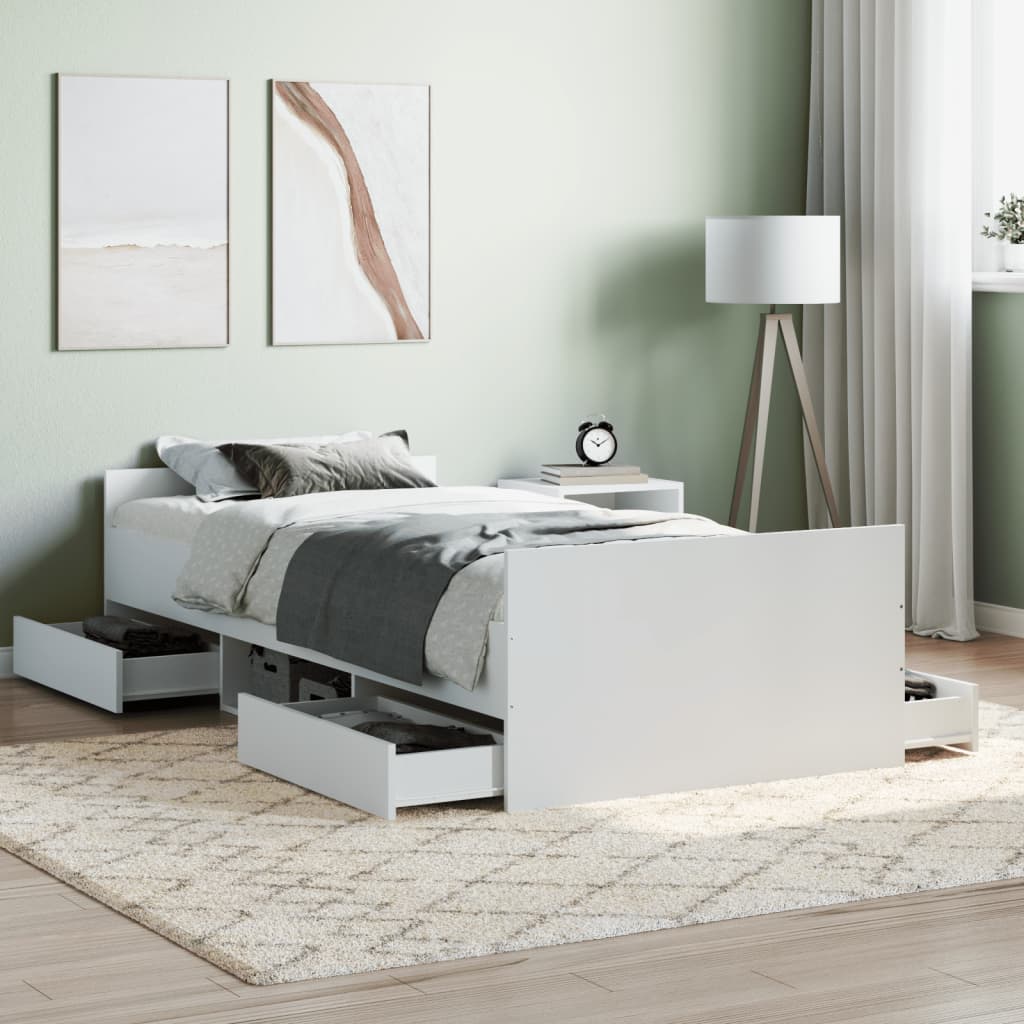 Bed Frame with Headboard and Footboard White 90x190 cm Single