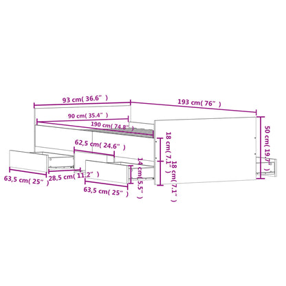 Bed Frame without Mattress Sonoma Oak 90x190 cm Single