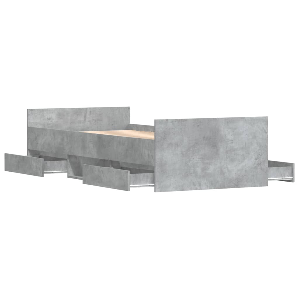 Bed Frame without Mattress Concrete Grey 90x190 cm Single