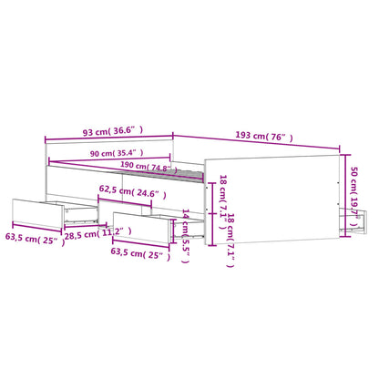 Bed Frame without Mattress Concrete Grey 90x190 cm Single