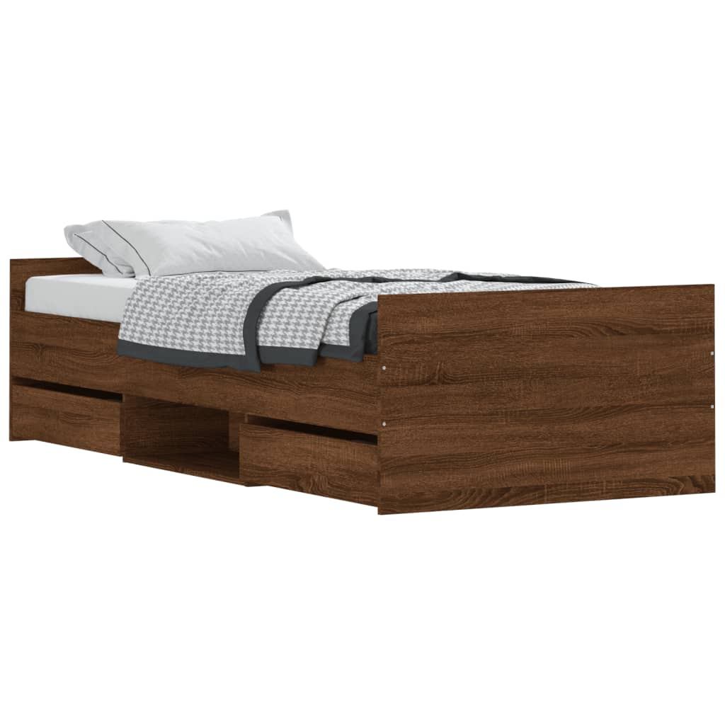 Bed Frame without Mattress Brown Oak 90x190 cm Single