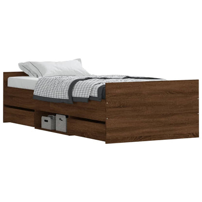 Bed Frame without Mattress Brown Oak 90x190 cm Single