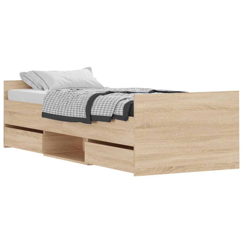 Bed Frame without Mattress Sonoma Oak 75x190 cm Small Single