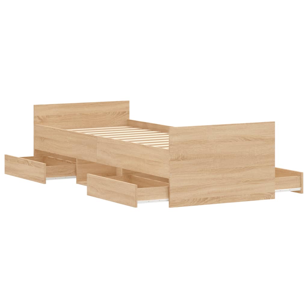 Bed Frame without Mattress Sonoma Oak 75x190 cm Small Single