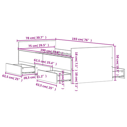 Bed Frame without Mattress Sonoma Oak 75x190 cm Small Single