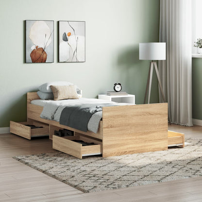 Bed Frame without Mattress Sonoma Oak 75x190 cm Small Single