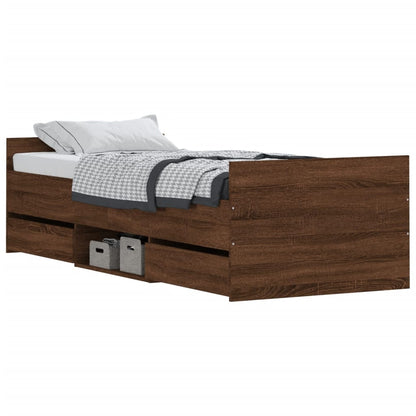 Bed Frame without Mattress Brown Oak 75x190 cm Small Single