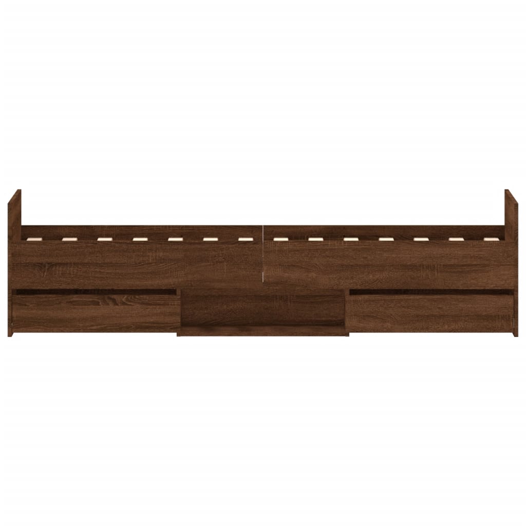 Bed Frame without Mattress Brown Oak 75x190 cm Small Single