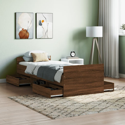 Bed Frame without Mattress Brown Oak 75x190 cm Small Single