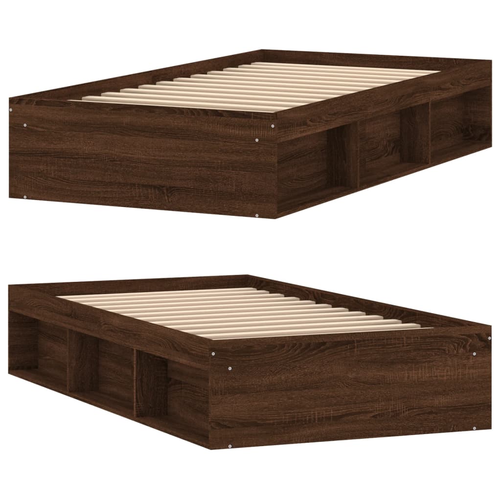 Bed Frame without Mattress Brown Oak 90x200 cm