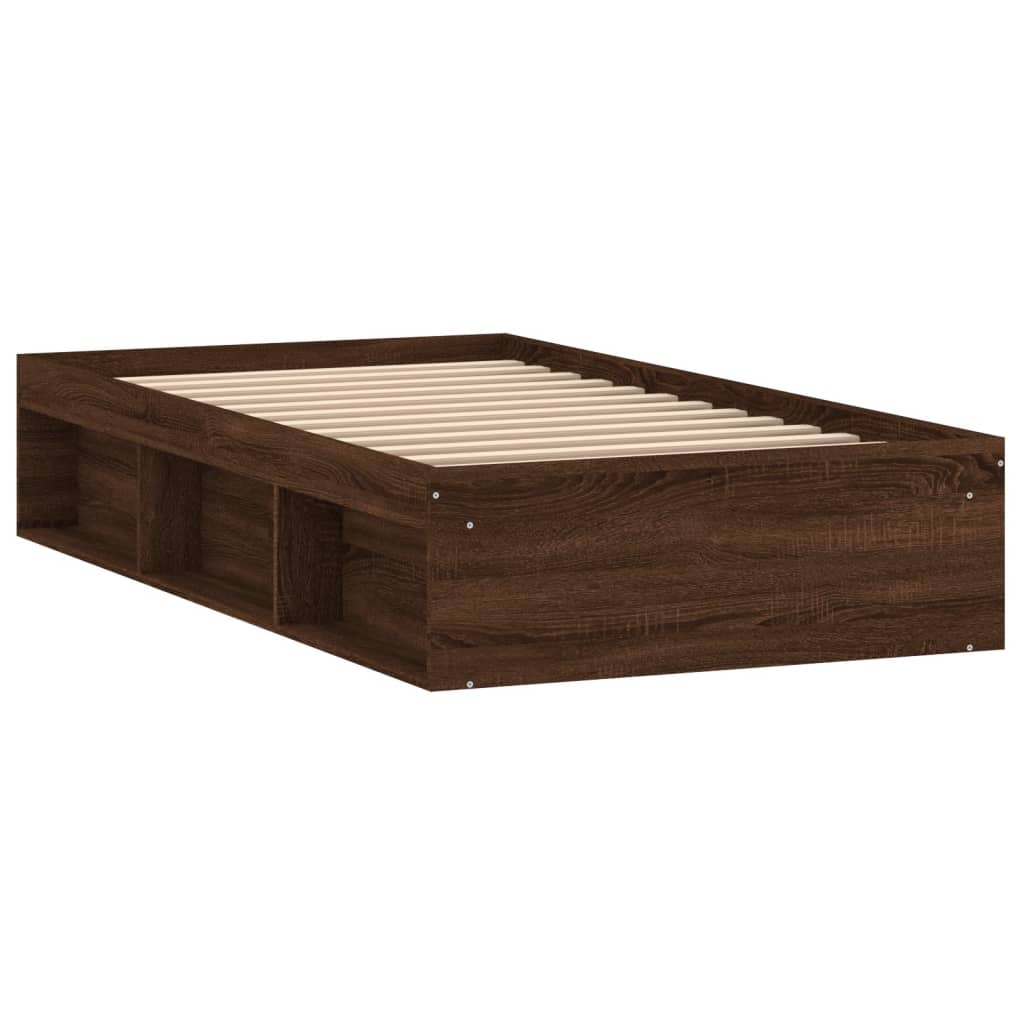 Bed Frame without Mattress Brown Oak 90x200 cm