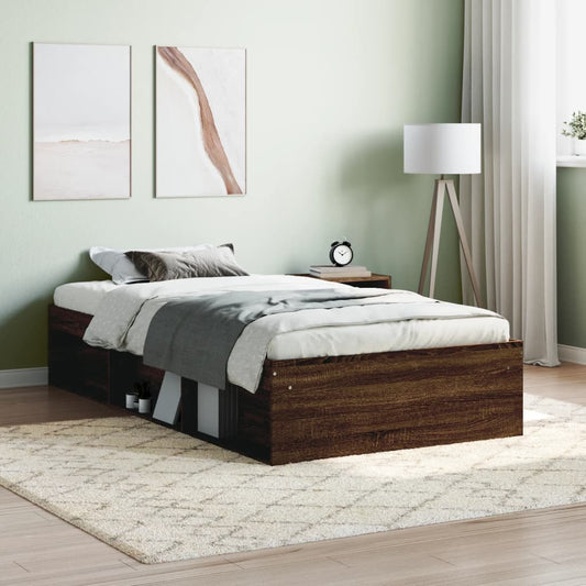 Bed Frame without Mattress Brown Oak 90x200 cm