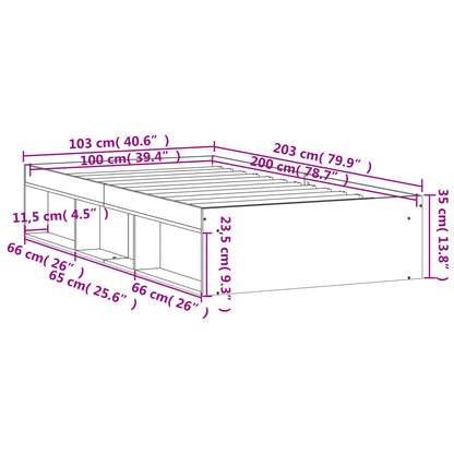 Bed Frame without Mattress Concrete Grey 100x200 cm