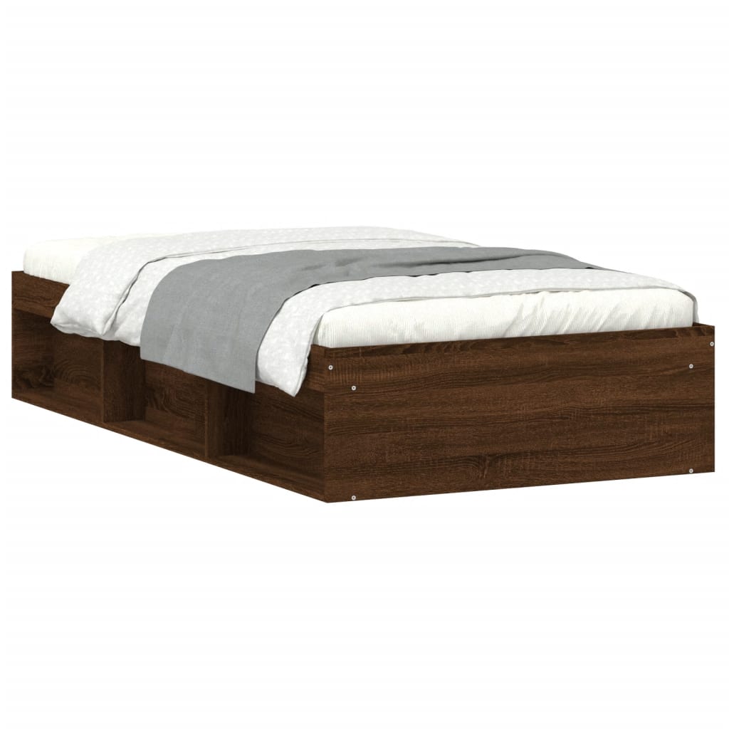 Bed Frame without Mattress Brown Oak 100x200 cm