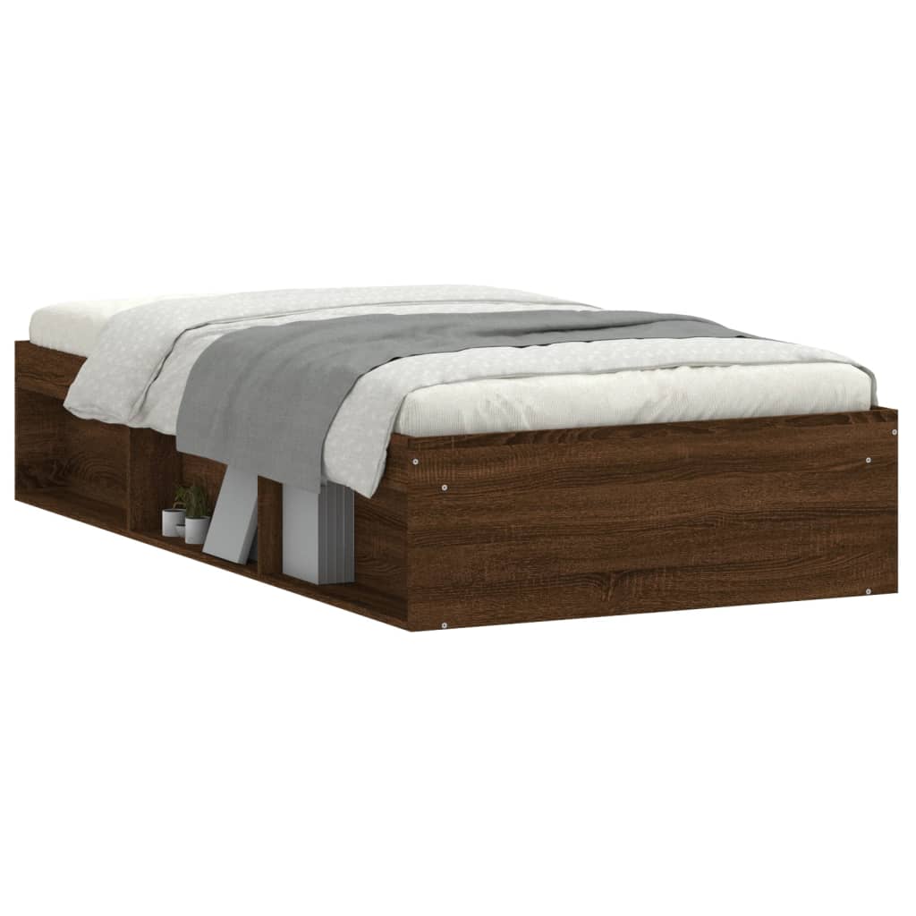 Bed Frame without Mattress Brown Oak 100x200 cm