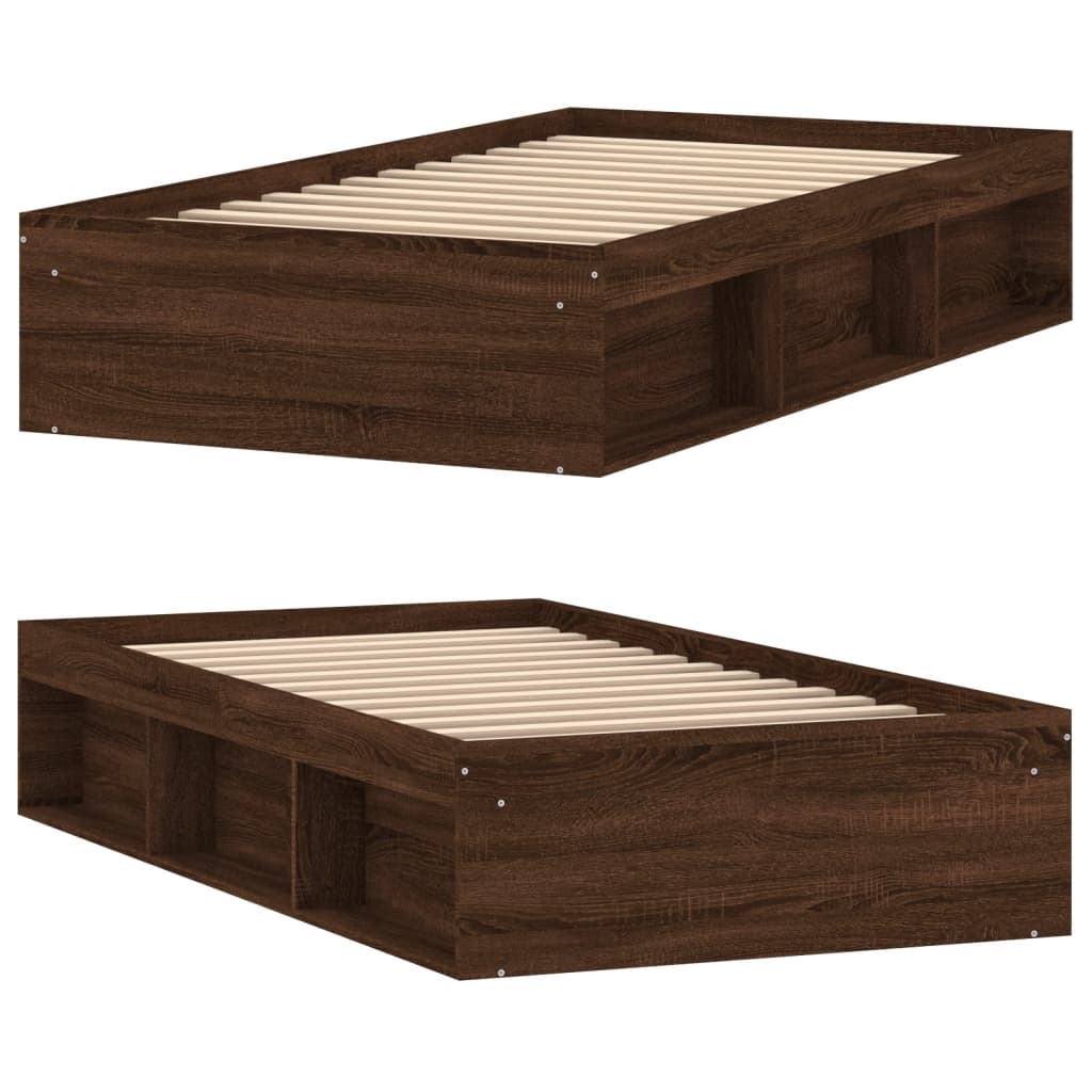 Bed Frame without Mattress Brown Oak 100x200 cm