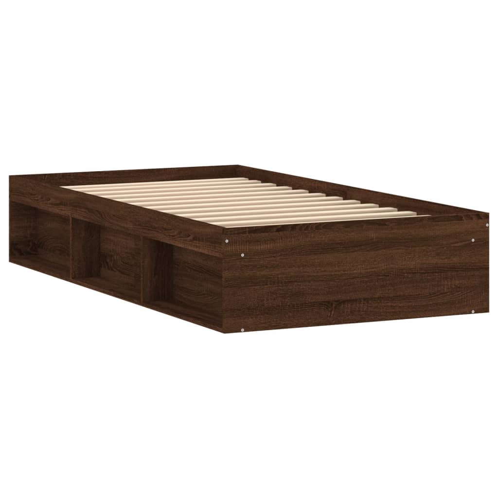 Bed Frame without Mattress Brown Oak 100x200 cm