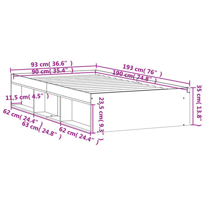 Bed Frame without Mattress Black 90x190 cm Single