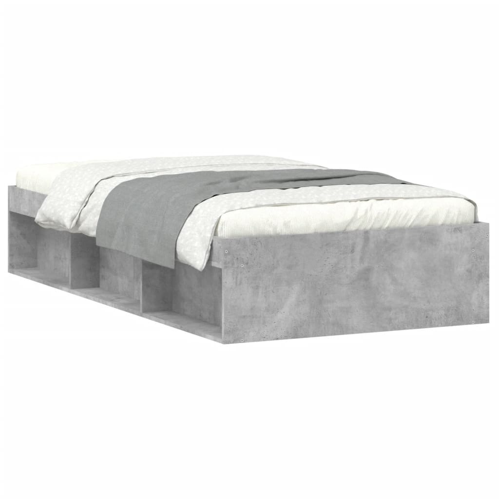 Bed Frame Concrete Grey 90x190 cm Single