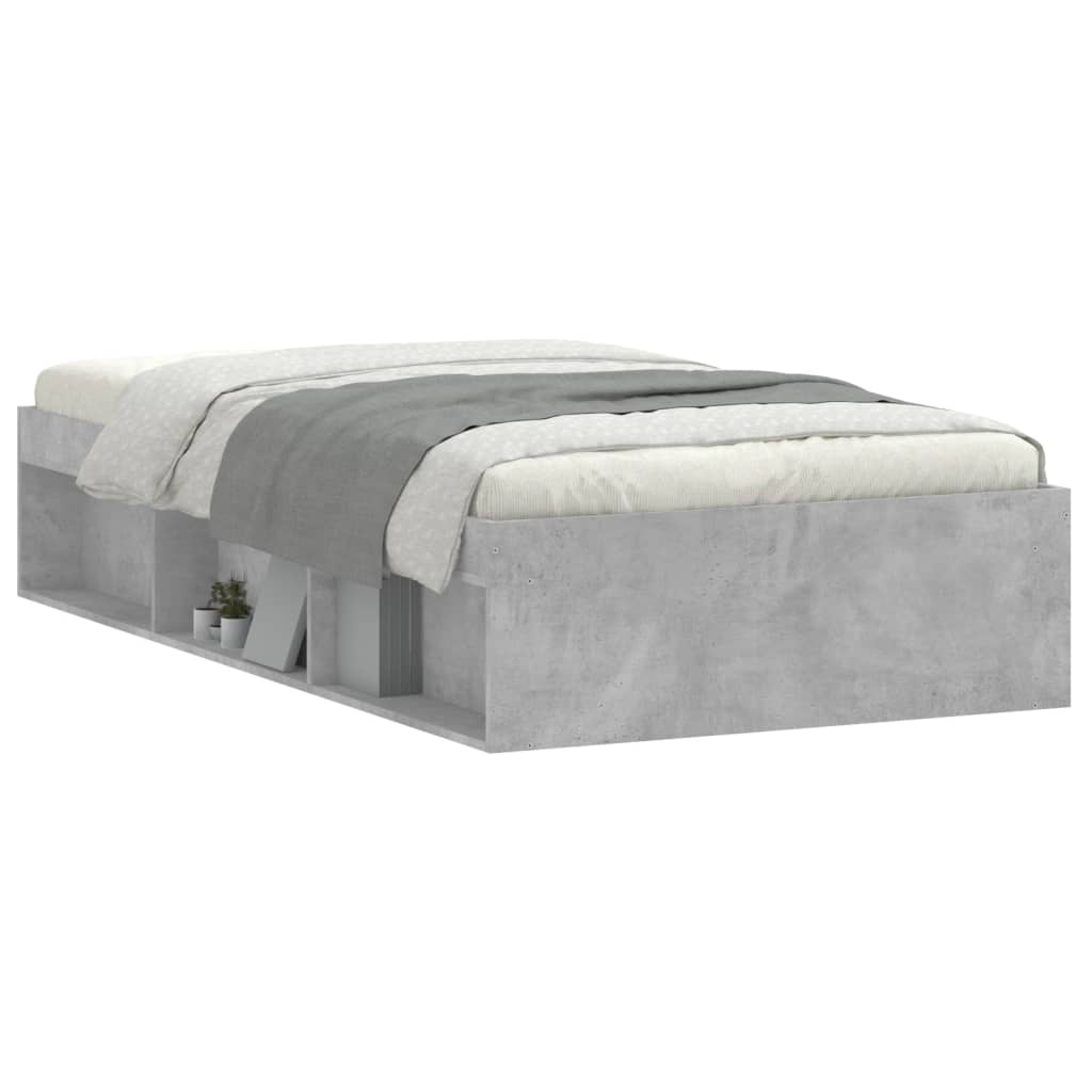 Bed Frame Concrete Grey 90x190 cm Single