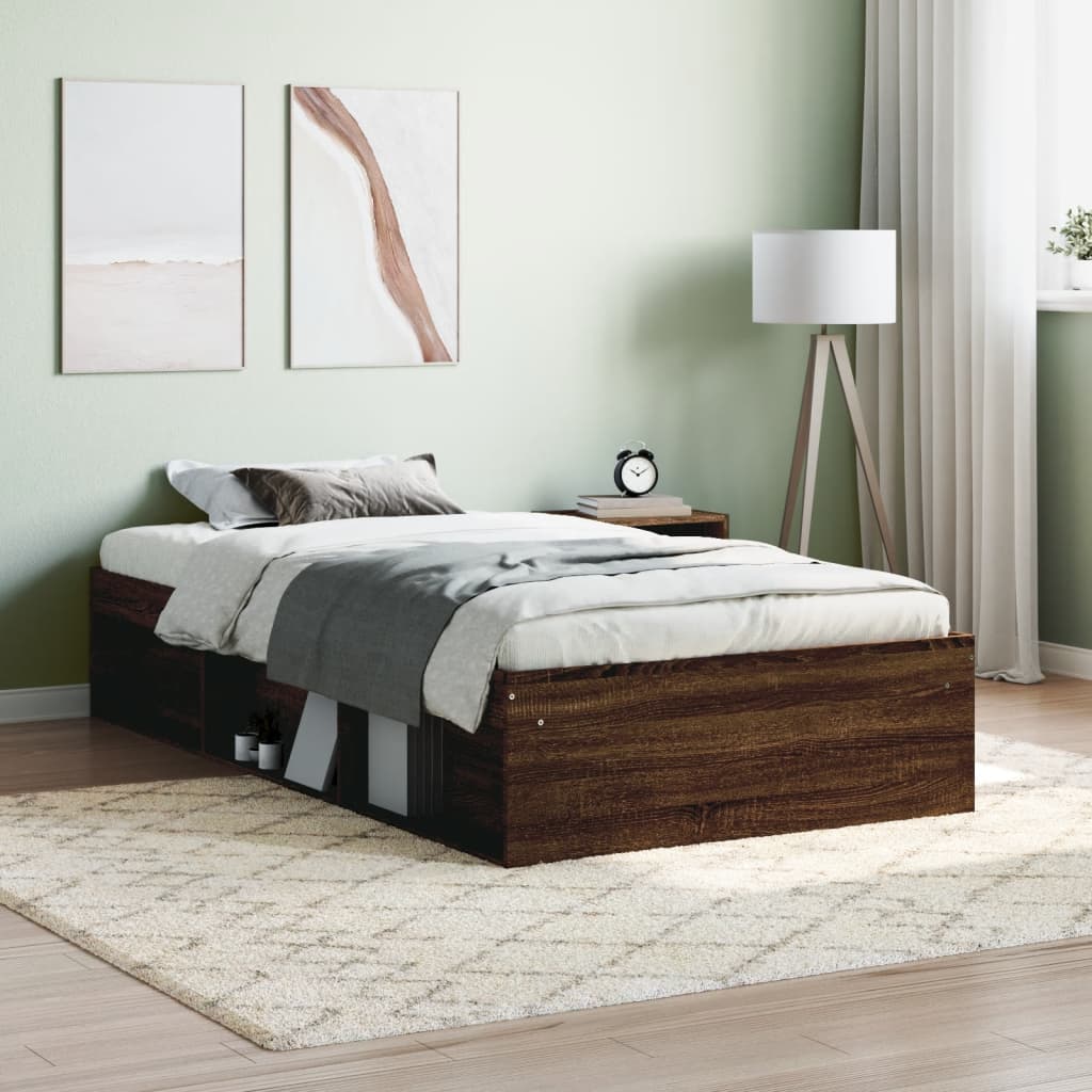 Bed Frame without Mattress Brown Oak 90x190 cm Single