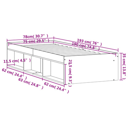 Bed Frame Sonoma Oak 75x190 cm Small Single