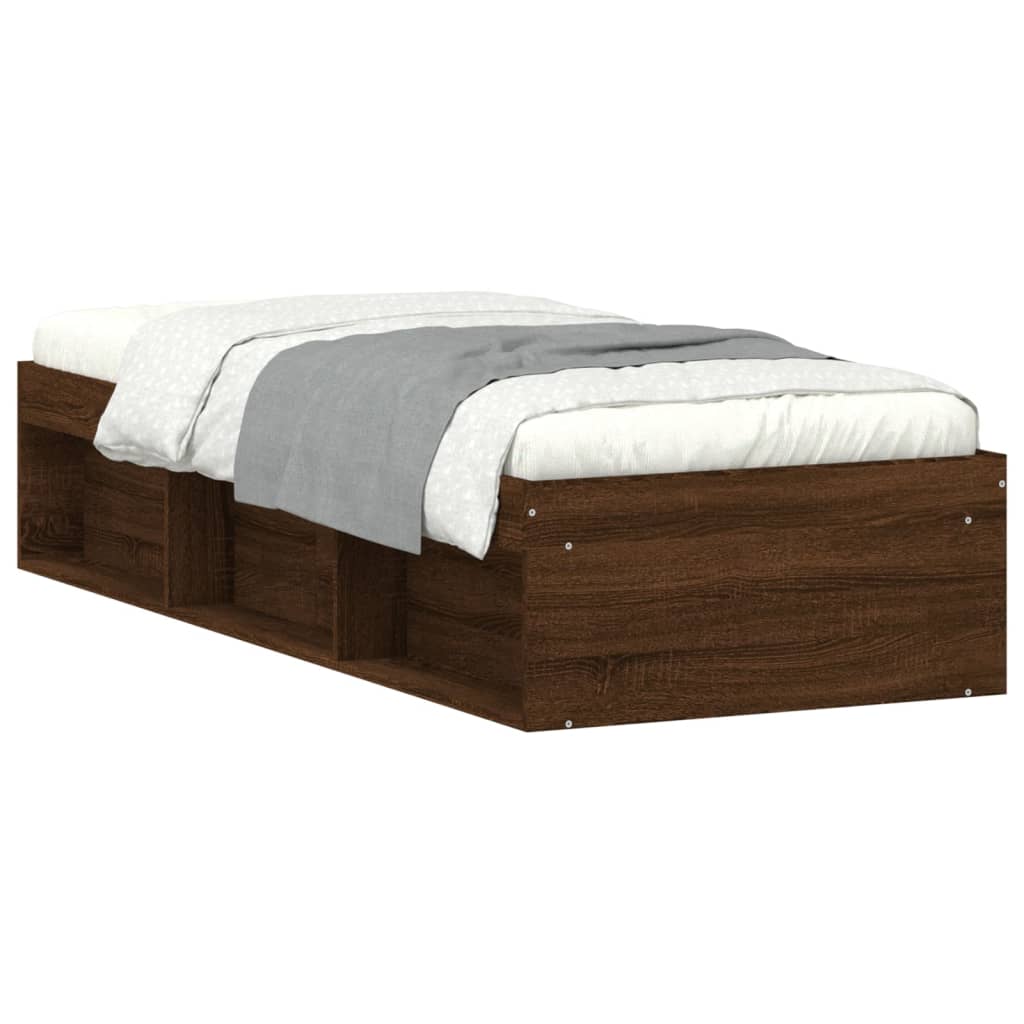 Bed Frame Brown Oak 75x190 cm Small Single