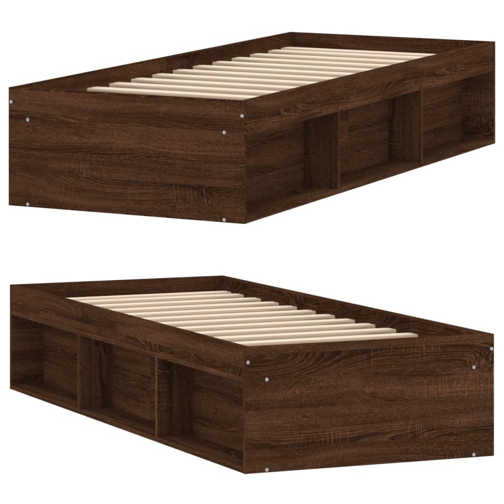 Bed Frame Brown Oak 75x190 cm Small Single