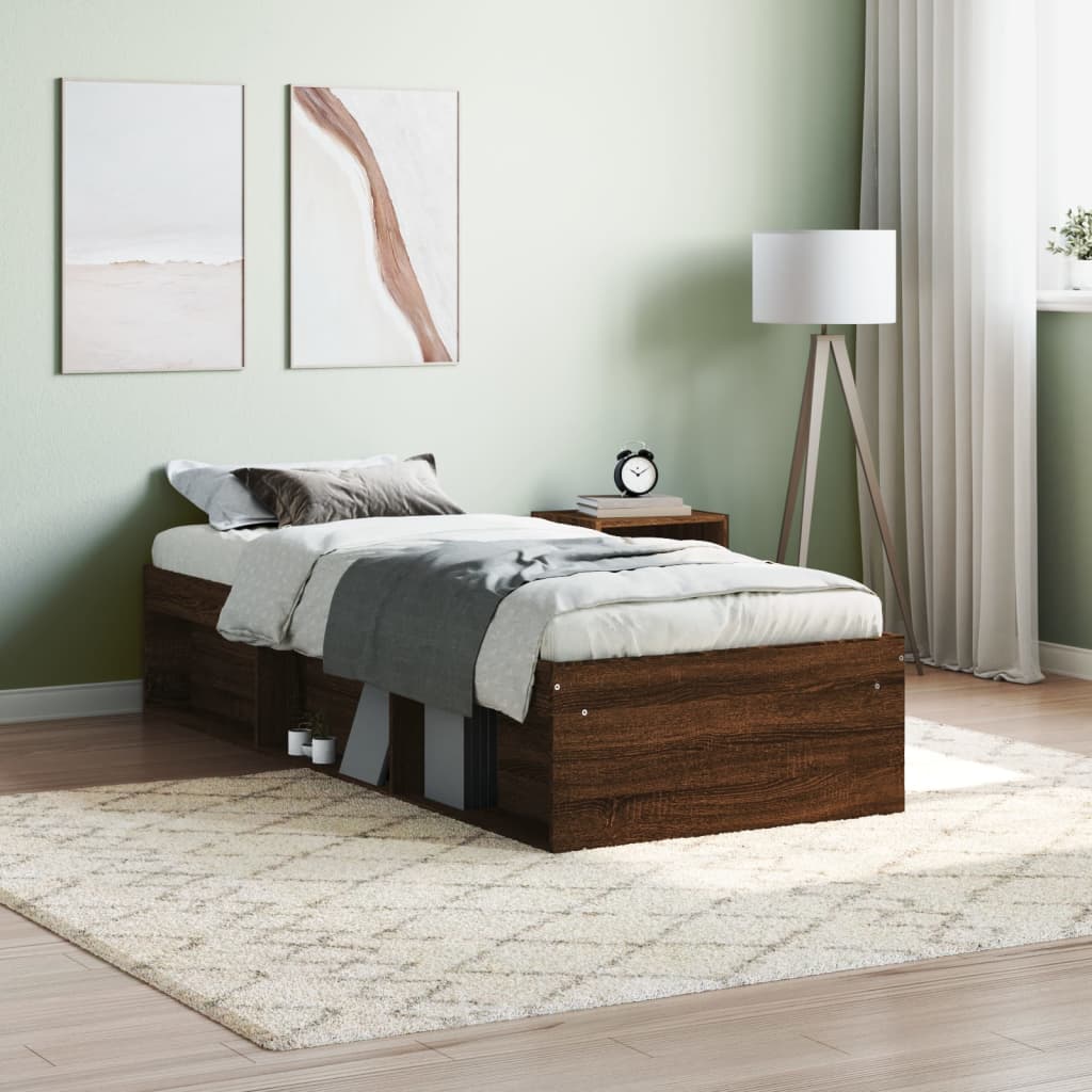 Bed Frame Brown Oak 75x190 cm Small Single