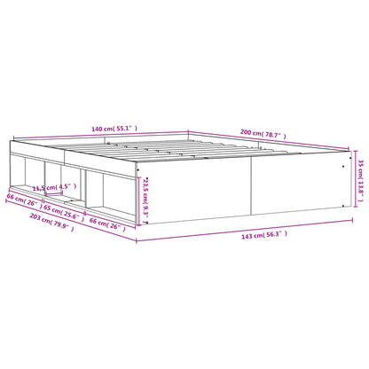 Bed Frame without Mattress Sonoma Oak 140x200 cm