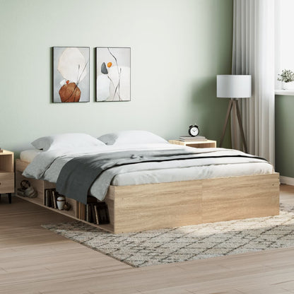 Bed Frame without Mattress Sonoma Oak 140x200 cm