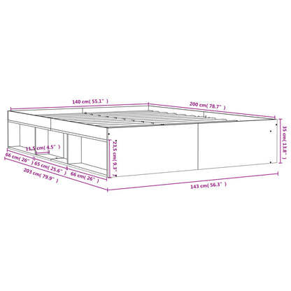 Bed Frame Smoked Oak 140x200 cm