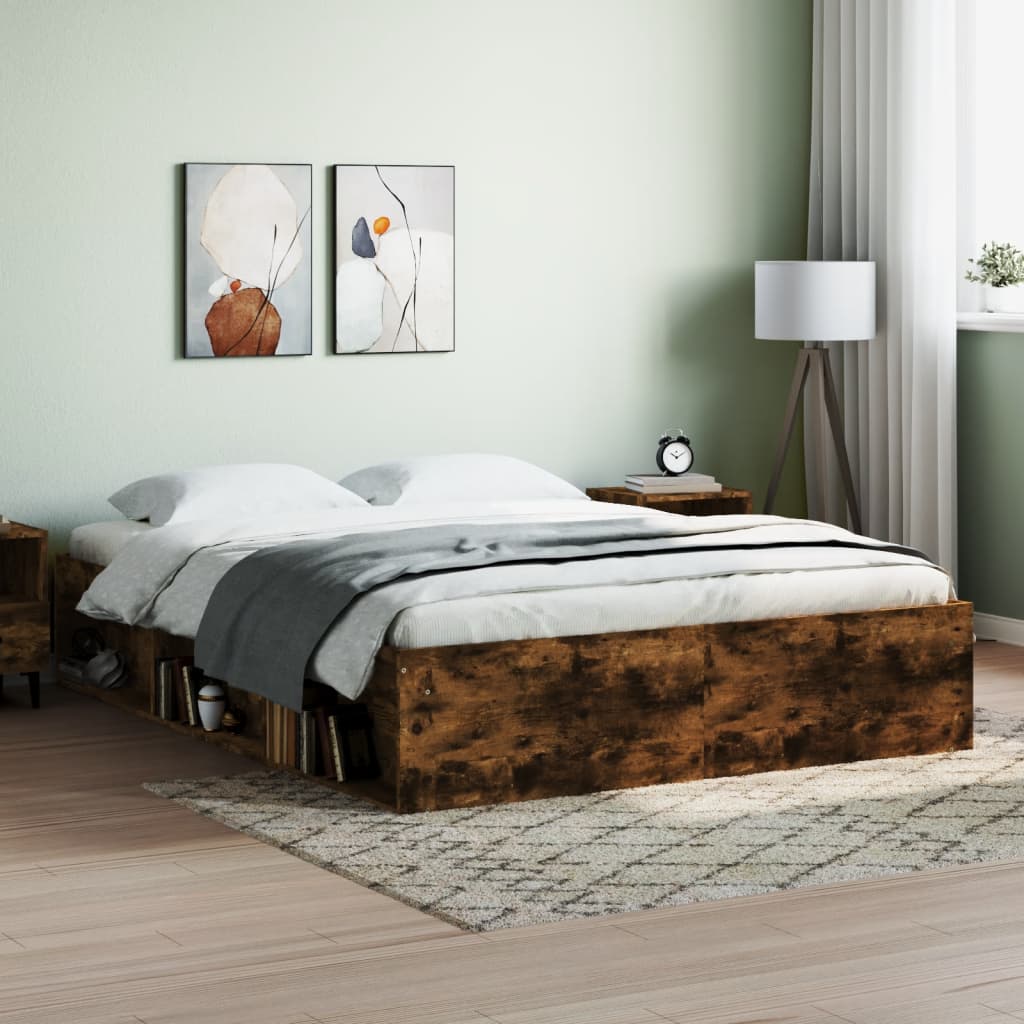 Bed Frame Smoked Oak 140x200 cm