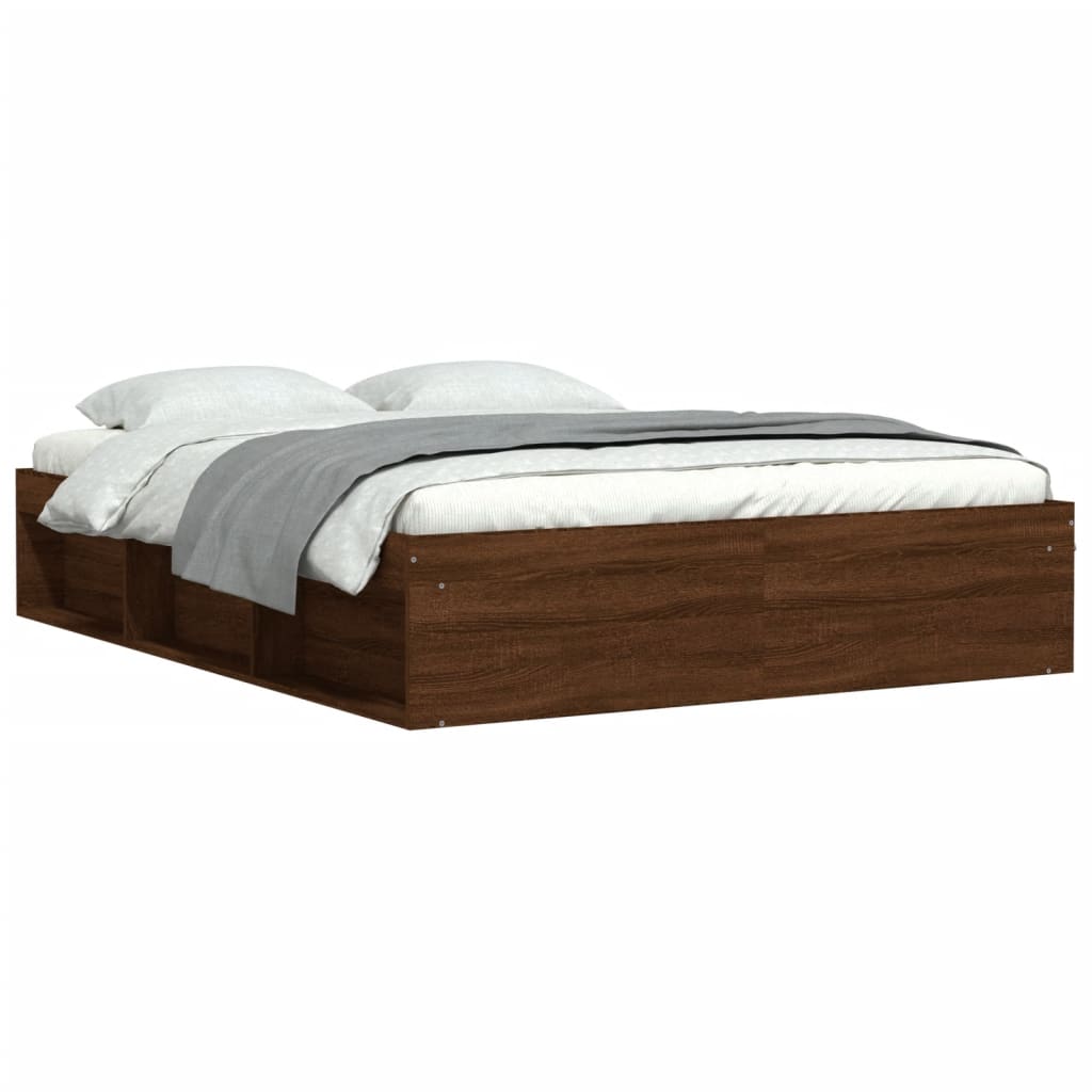 Bed Frame without Mattress Brown Oak 140x200 cm