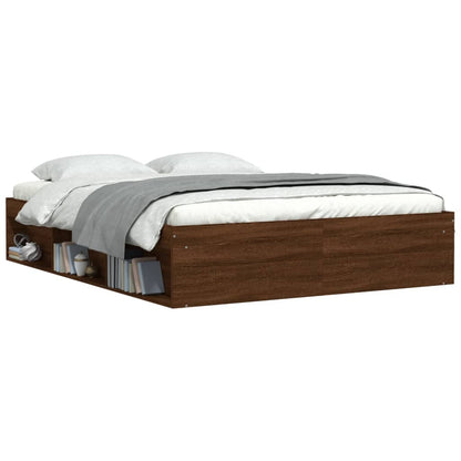 Bed Frame without Mattress Brown Oak 140x200 cm