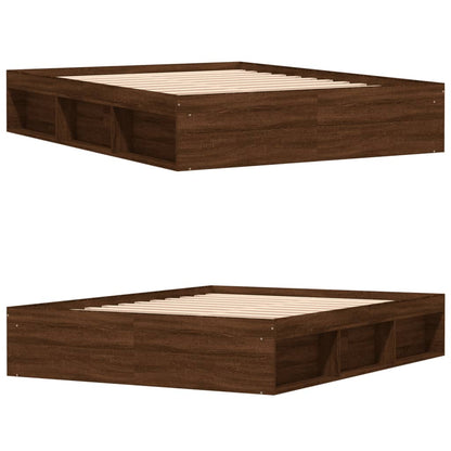 Bed Frame without Mattress Brown Oak 140x200 cm