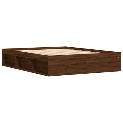 Bed Frame without Mattress Brown Oak 140x200 cm