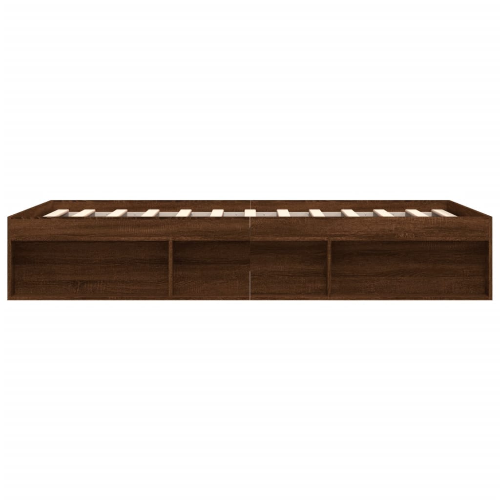 Bed Frame without Mattress Brown Oak 140x200 cm