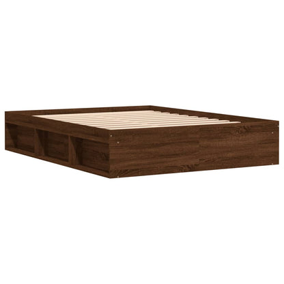 Bed Frame without Mattress Brown Oak 140x200 cm