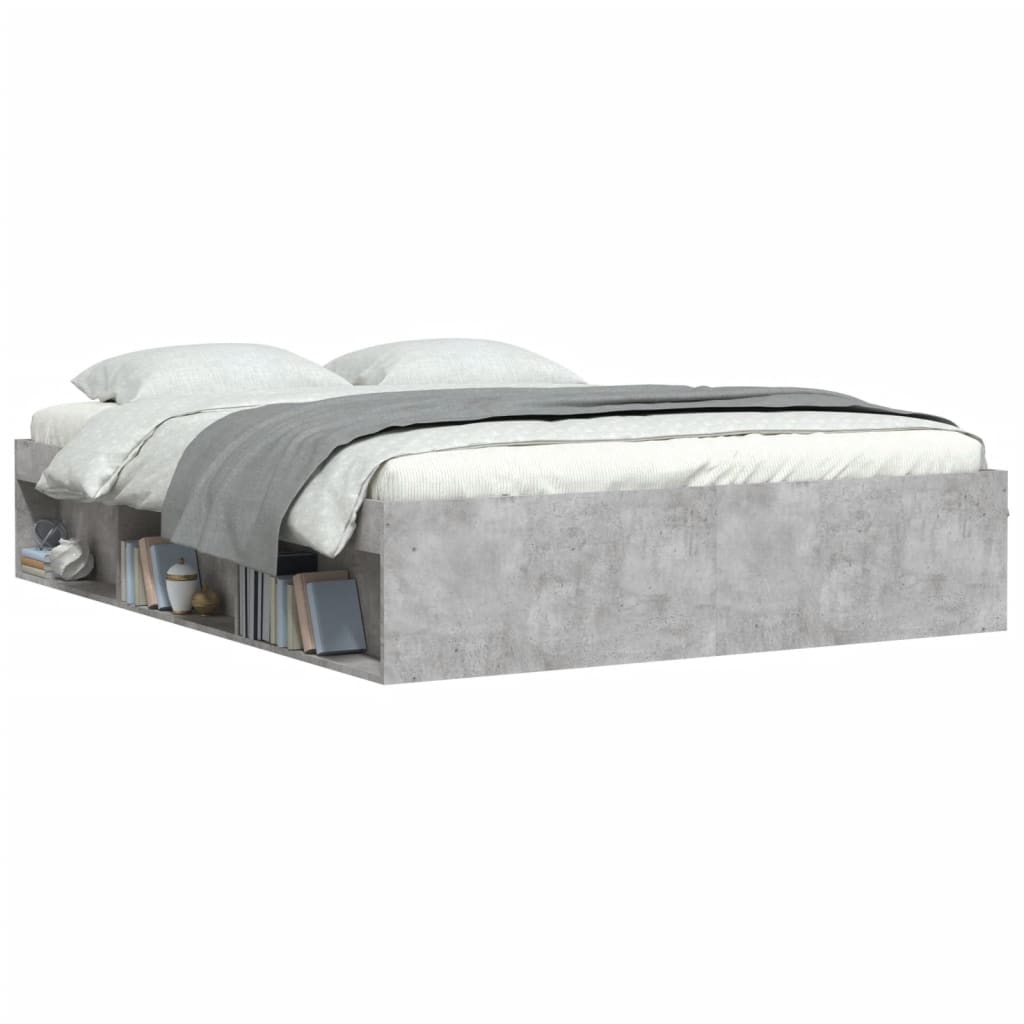 Bed Frame without Mattress Concrete Grey 150x200 cm King Size King Size