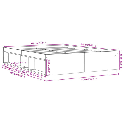 Bed Frame without Mattress Smoked Oak 150x200 cm King Size King Size