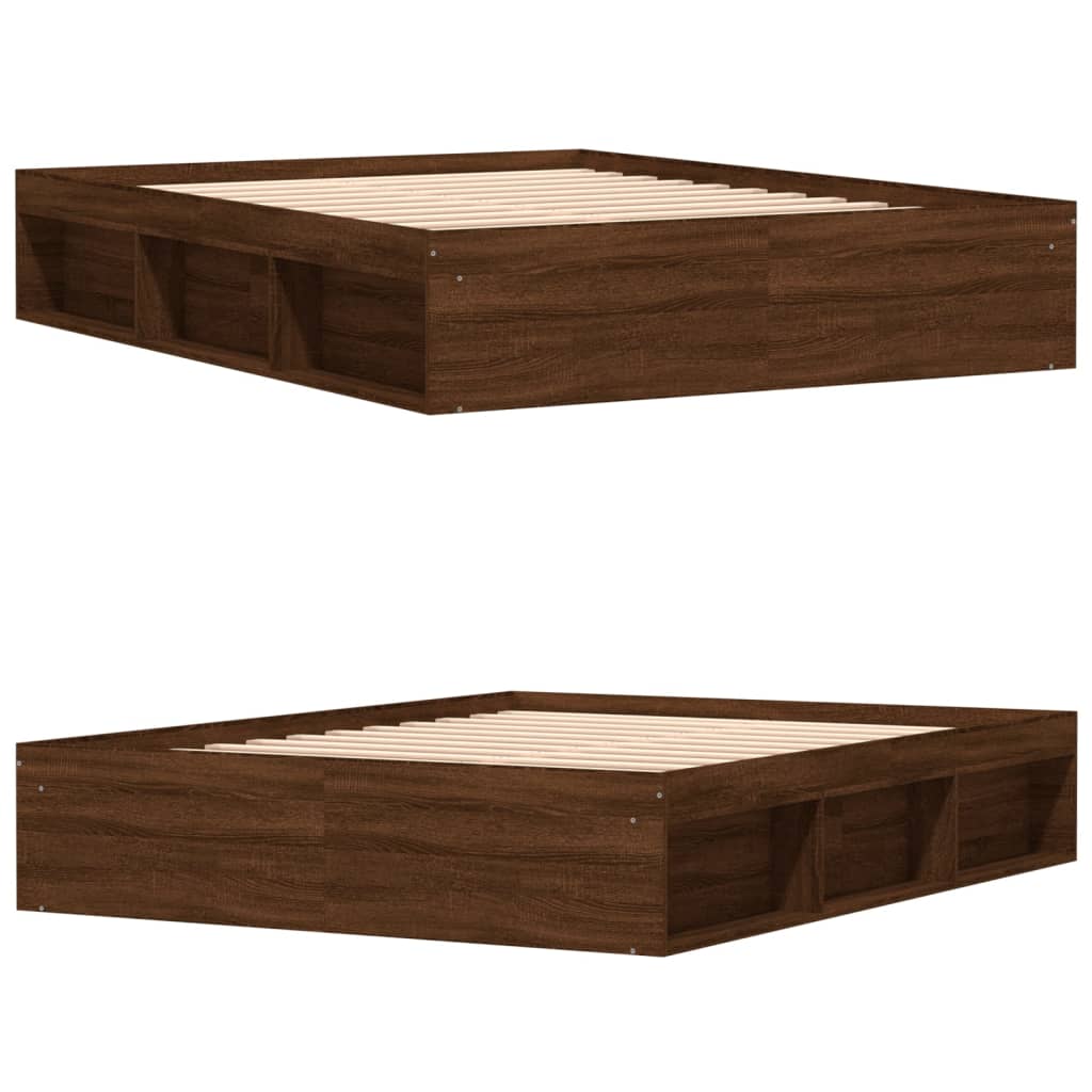 Bed Frame without Mattress Brown Oak 150x200 cm King Size King Size