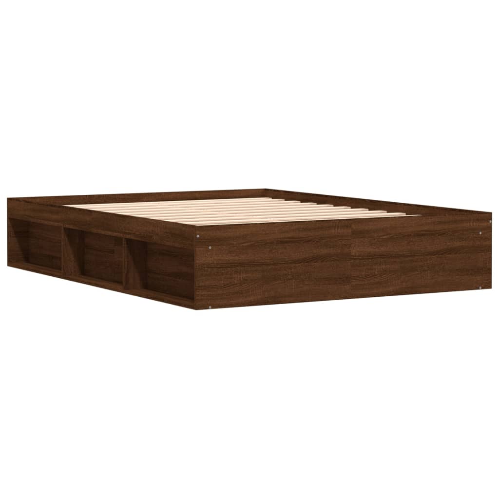 Bed Frame without Mattress Brown Oak 150x200 cm King Size King Size