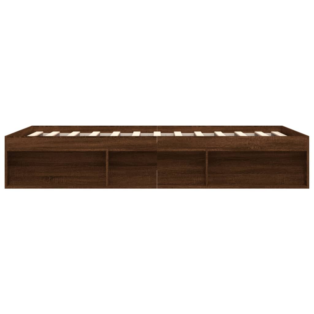 Bed Frame without Mattress Brown Oak 150x200 cm King Size King Size